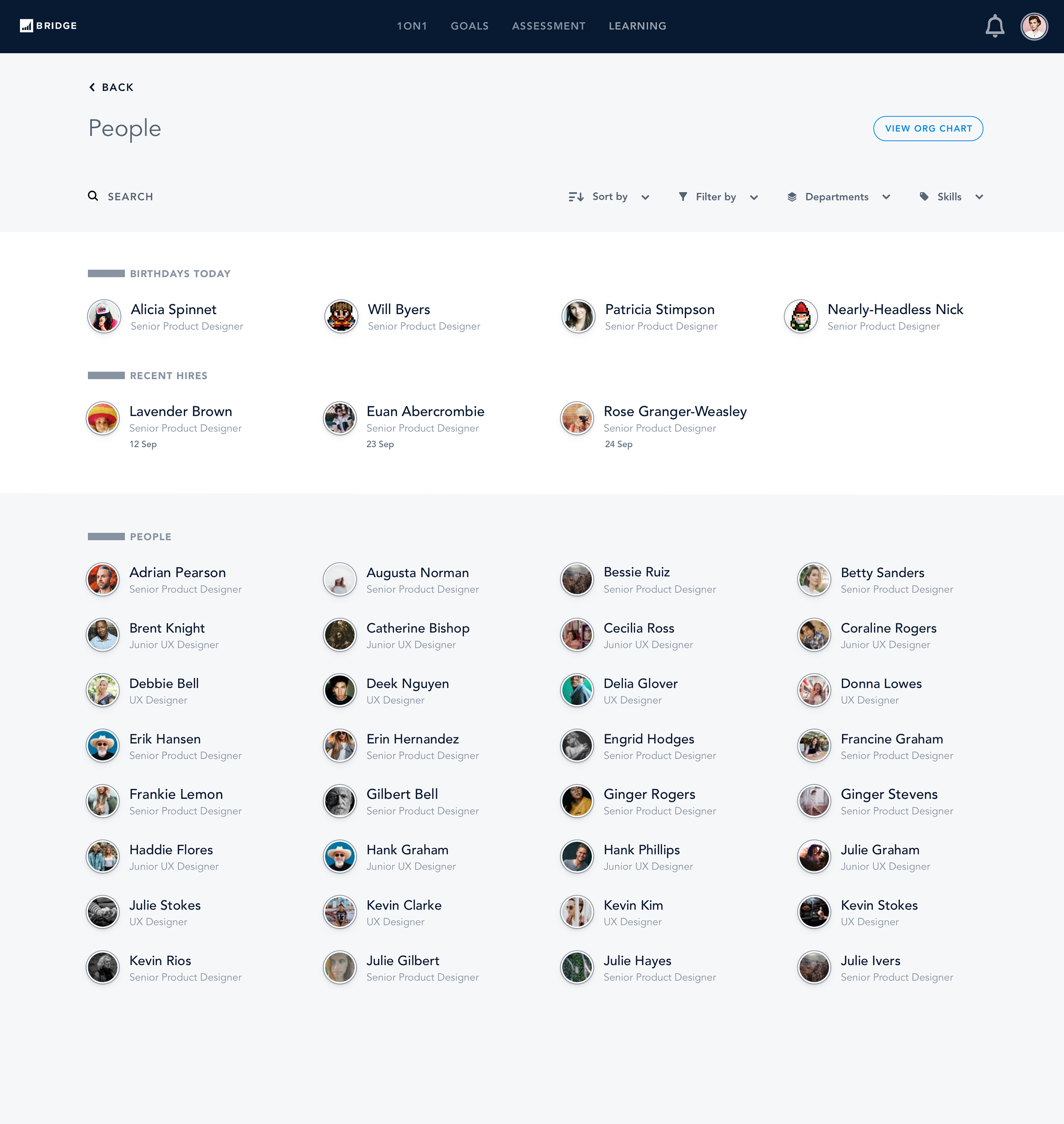 Org chart people page screenshot