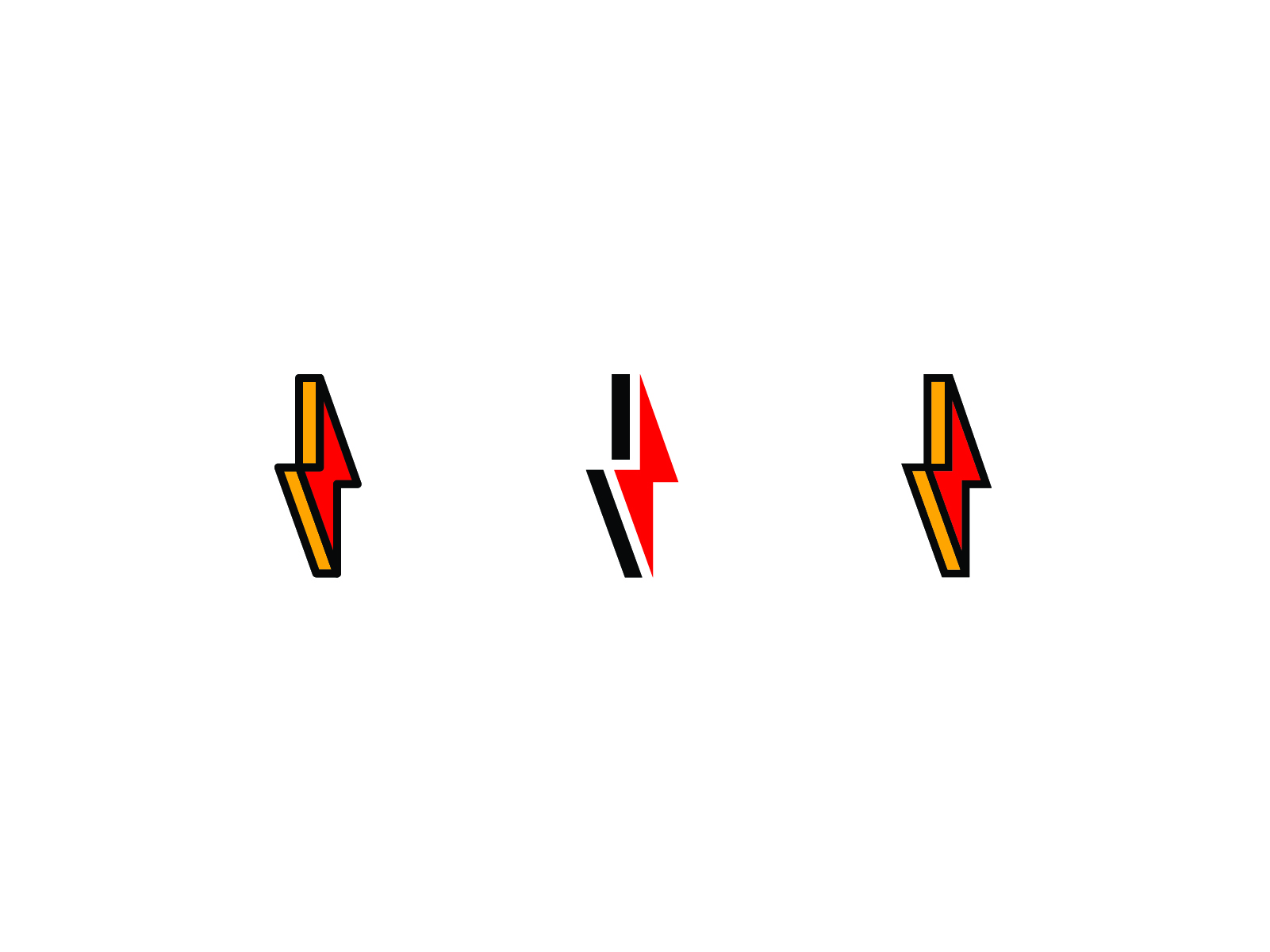 three red lightning bolts